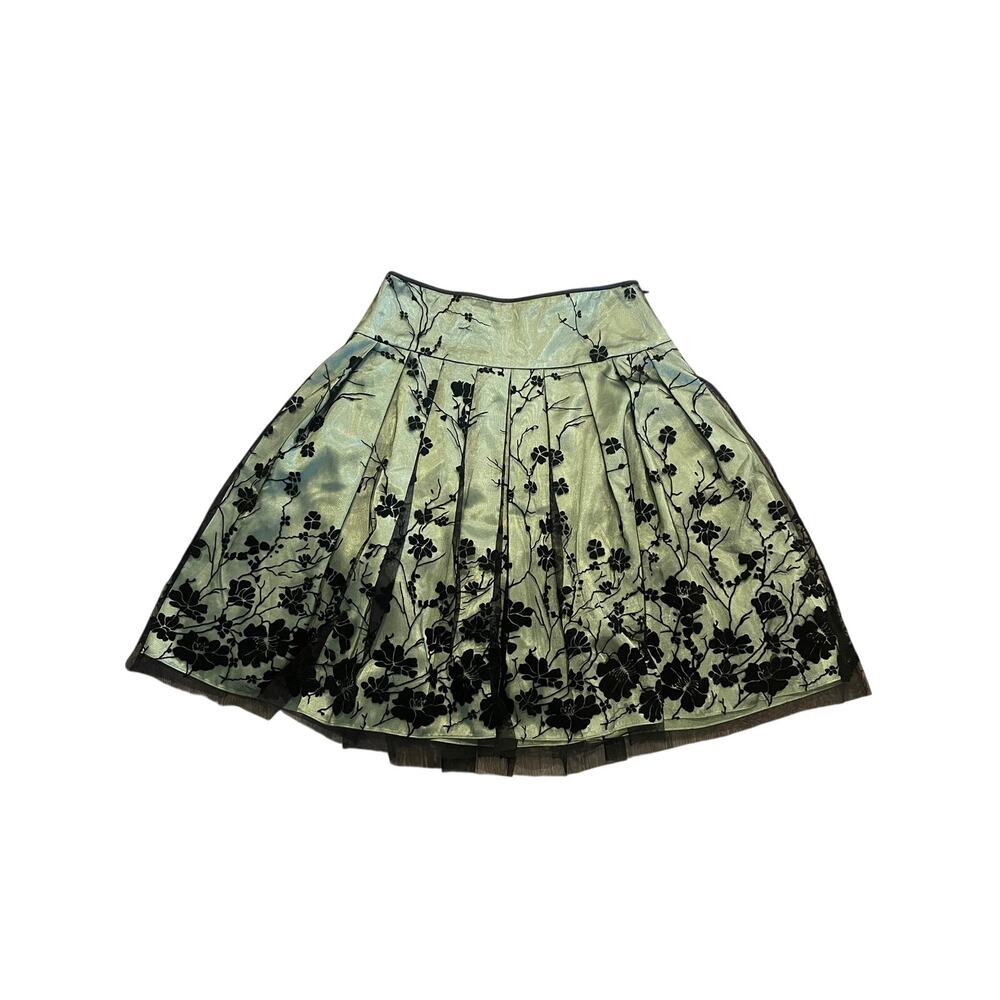 adrianna papell green and black whimsygoth vintage skirt